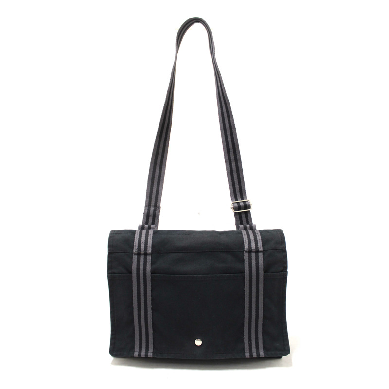 Hermes Black Toile Fourre Tout Herline Messenger Bag-1