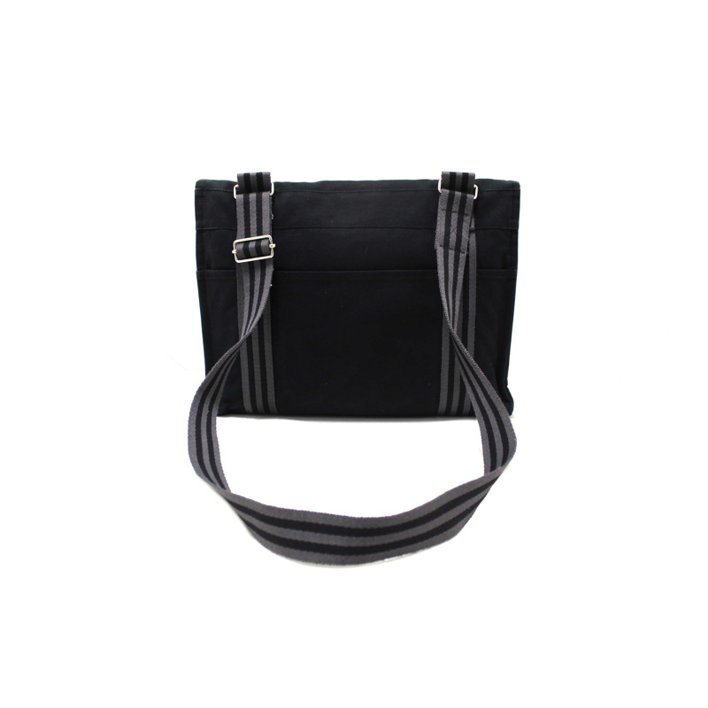 Hermes Black Toile Fourre Tout Herline Messenger Bag-3