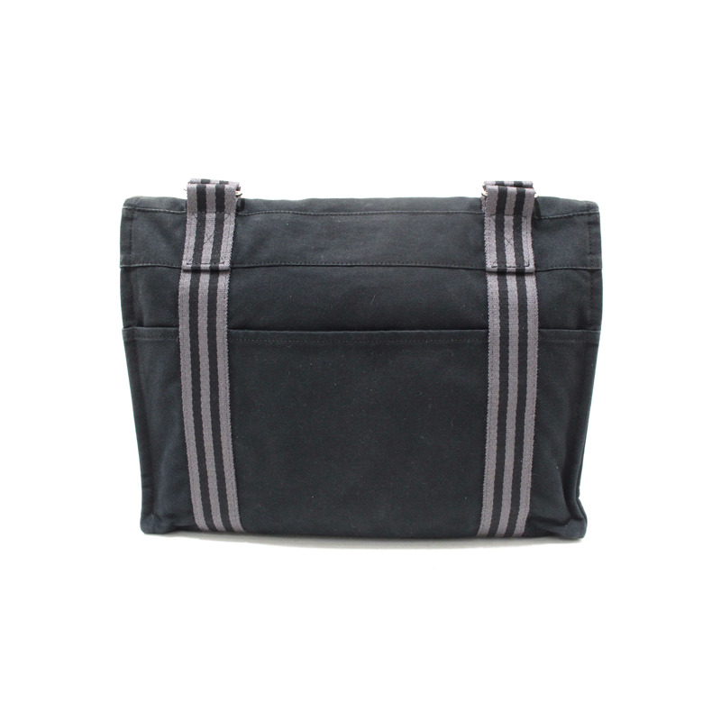 Hermes Black Toile Fourre Tout Herline Messenger Bag-4