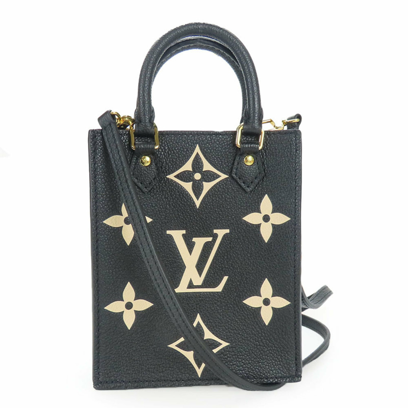 Louis Vuitton Petite Sac Plat 手提包 M81416 Monogram Empreinte 黑色和米色女士肩背包 LOUIS VUITTON-0