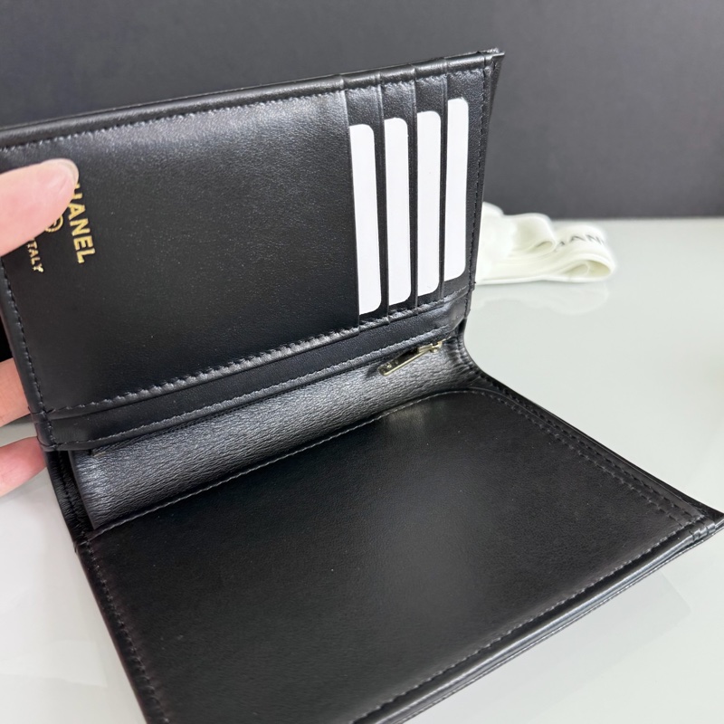 Chanel 小香 25A 大logo 內拉鏈 中夾 荔枝牛皮 護照套 內拉鏈夾層-2