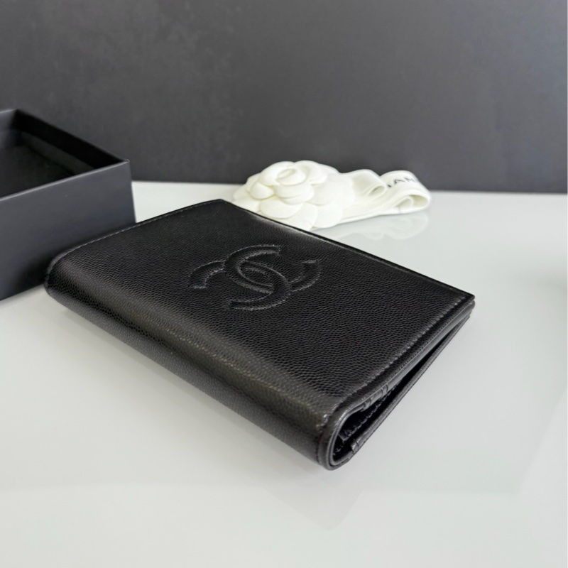 Chanel 小香 25A 大logo 內拉鏈 中夾 荔枝牛皮 護照套 內拉鏈夾層-4