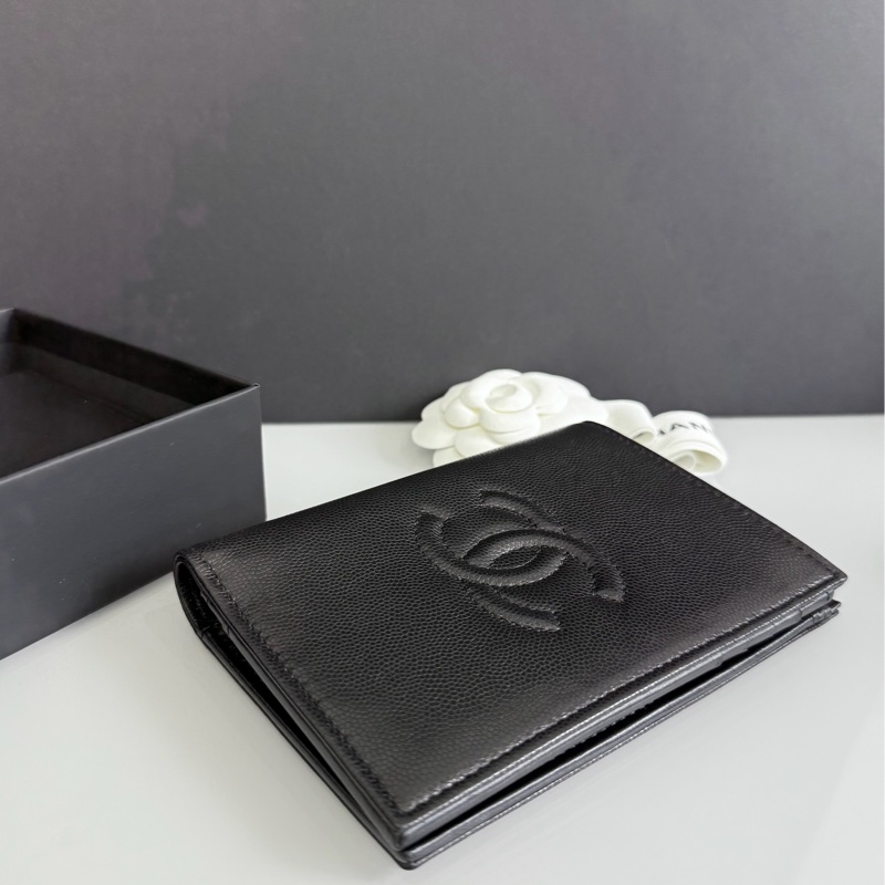 Chanel 小香 25A 大logo 內拉鏈 中夾 荔枝牛皮 護照套 內拉鏈夾層-6