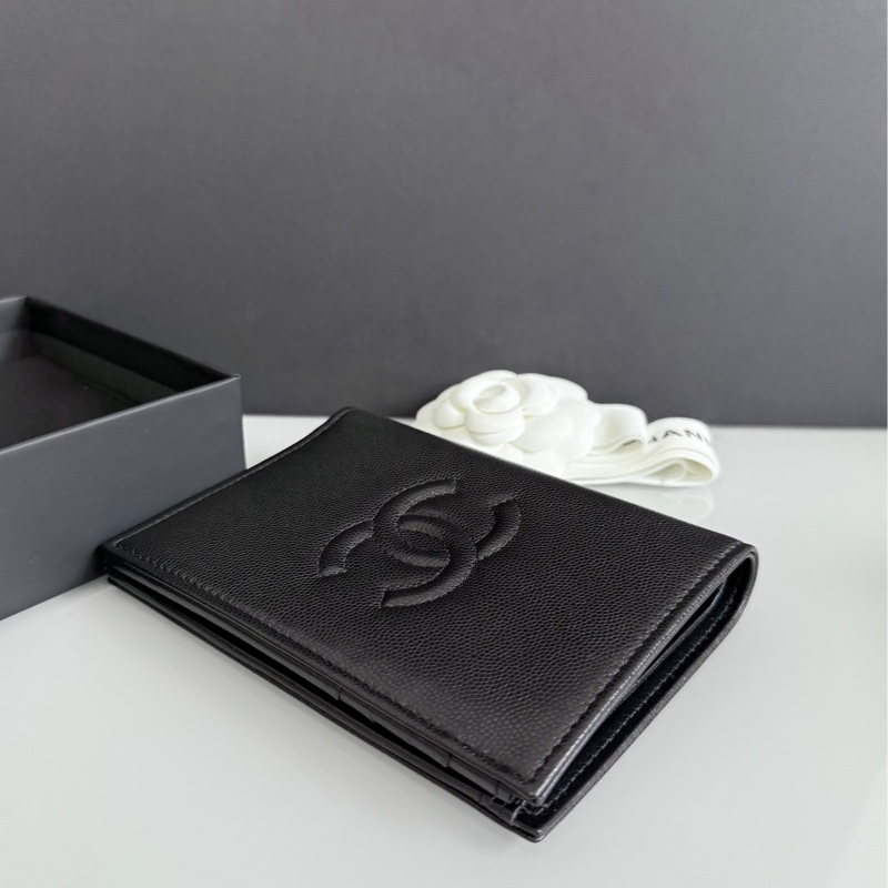 Chanel 小香 25A 大logo 內拉鏈 中夾 荔枝牛皮 護照套 內拉鏈夾層-9