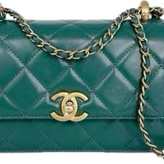 CHANEL/香奈兒 斜挎包 雙金珠 牛皮 綠色 Mini 迷你 19x12 undefined/芯片款-11