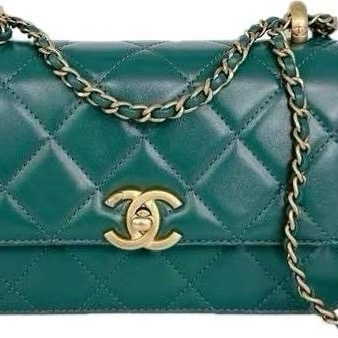 CHANEL/香奈兒 斜挎包 雙金珠 牛皮 綠色 Mini 迷你 19x12 undefined/芯片款-4