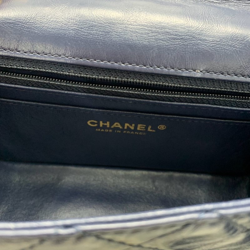 CHANEL/香奈兒 2.55 口蓋包 油臘牛皮 藍色 mini 19*12-8