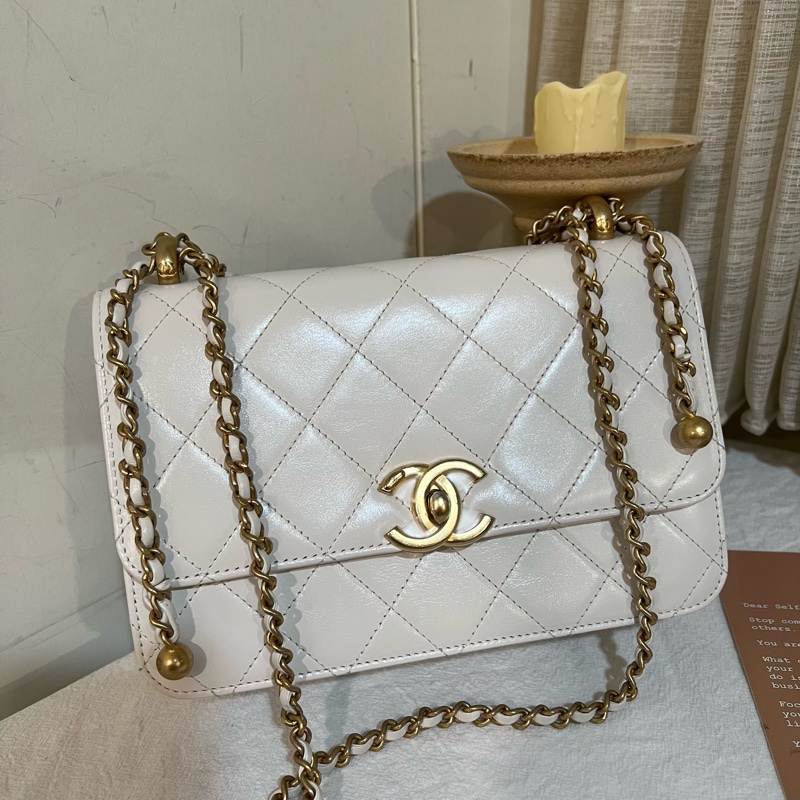 ෆ Chanel 24C 限量款❤️手工坊雙鏈條手提金球鏈條包-6