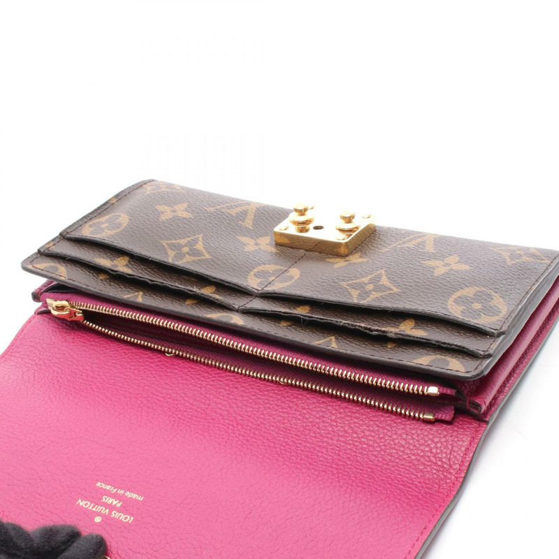 LOUIS VUITTON Portefeuille Palas 皮夾 M58413 Monogram 帆布 棕色 二手 女士-4