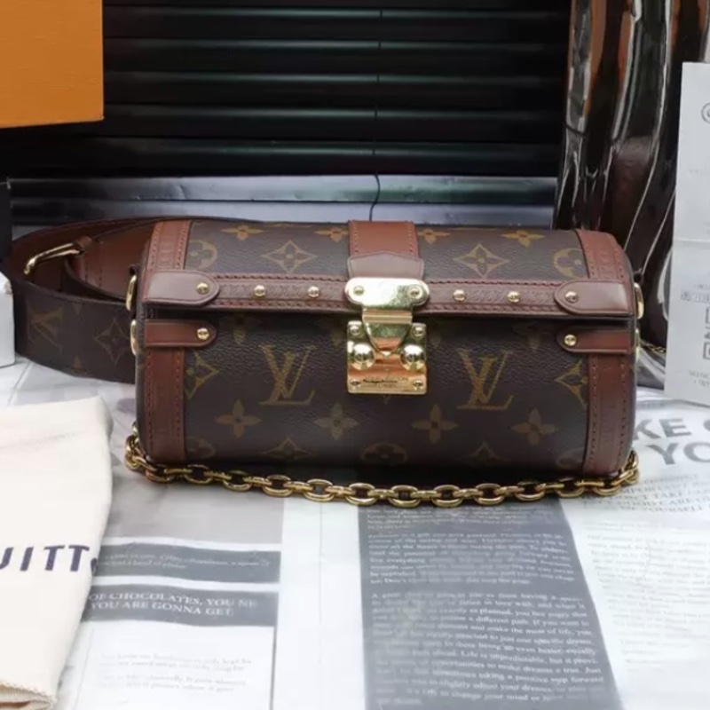 LV路易威登Papillon Trunk單肩包 巴比龍 19*9 帆布塗層老花 芯片款-3
