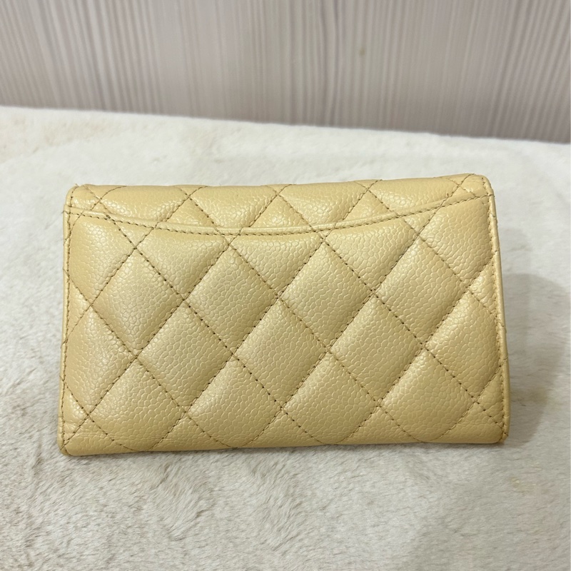 Chanel 香奈兒 經典荔枝牛皮奶茶淡金中夾 31開-1
