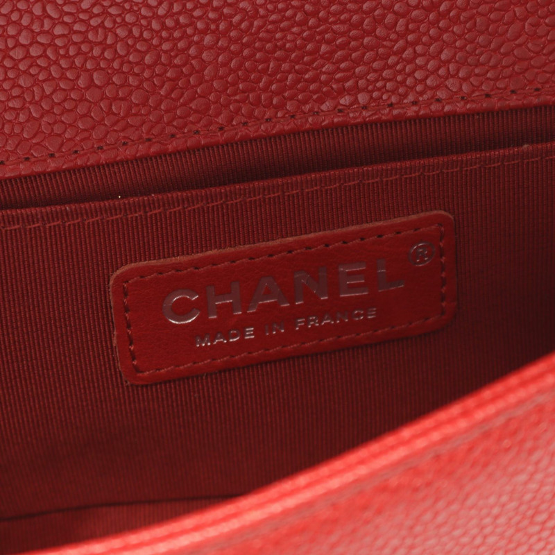 香奈兒 Boy Chanel 小號鏈條單背包 A67085 小牛皮 紅色 SHW 二手 女士-3