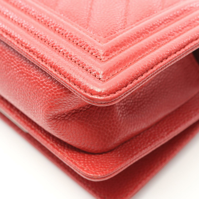 香奈兒 Boy Chanel 小號鏈條單背包 A67085 小牛皮 紅色 SHW 二手 女士-6