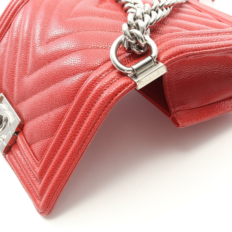 香奈兒 Boy Chanel 小號鏈條單背包 A67085 小牛皮 紅色 SHW 二手 女士-7