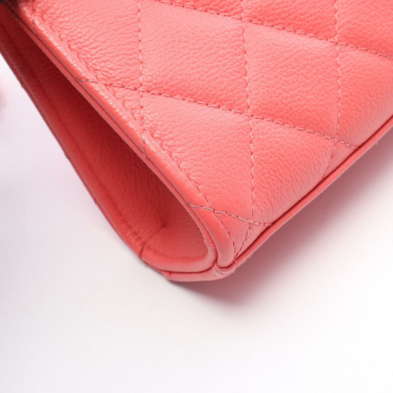 CHANEL 半 CC 標誌 Matelasse 手機殼 鏈條單肩包 小牛皮 紅色 SHW-6