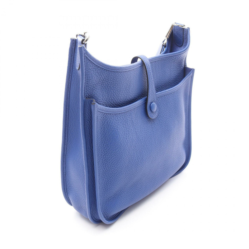 HERMES Evelyne Troyes PM 單肩包 Clemence 皮革 Blue royale 二手 SHW U-1