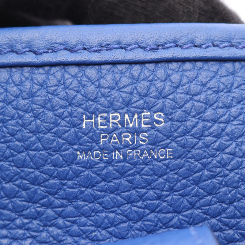 HERMES Evelyne Troyes PM 單肩包 Clemence 皮革 Blue royale 二手 SHW U-3