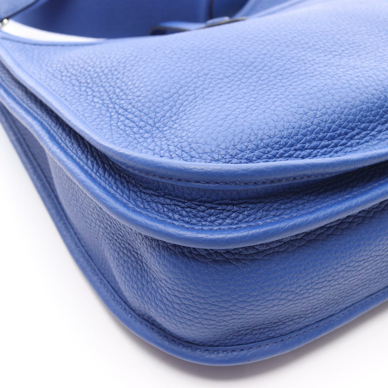 HERMES Evelyne Troyes PM 單肩包 Clemence 皮革 Blue royale 二手 SHW U-5