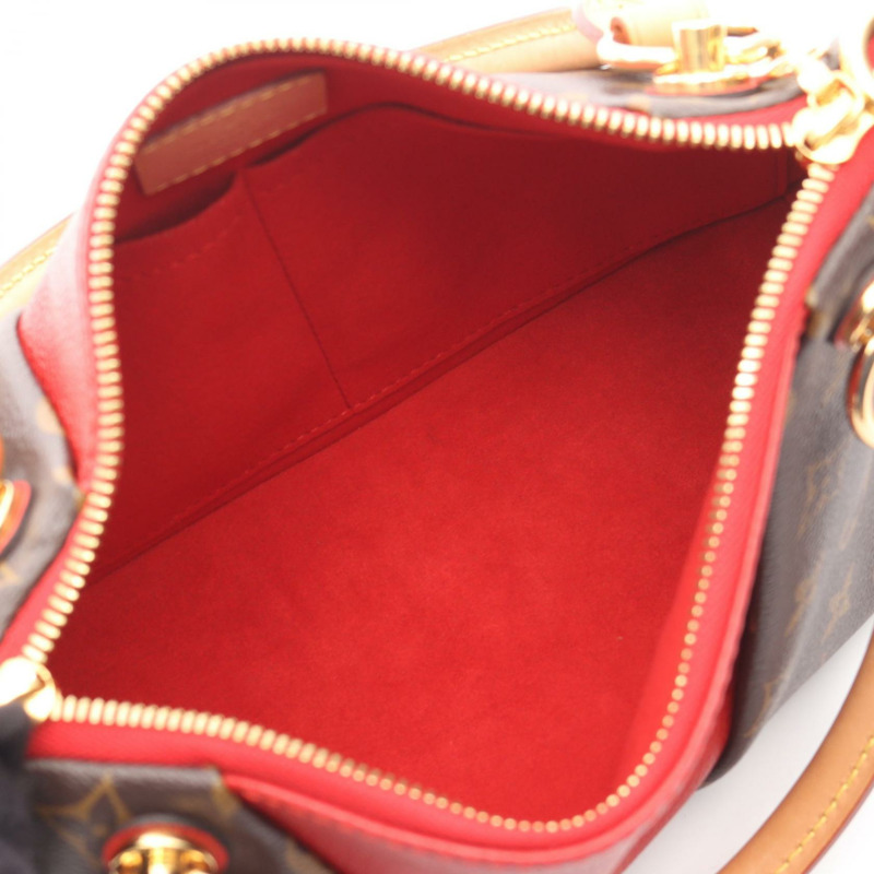 LOUIS VUITTON V 托特包 BB 單肩包 手提包 M43966 字母組合帆布皮革紅色二手-2