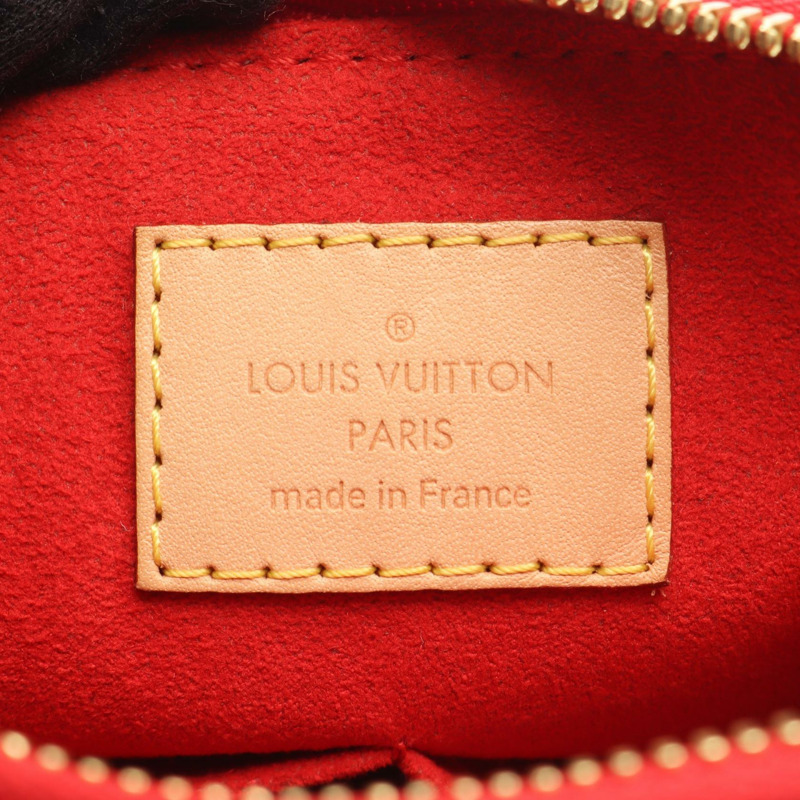 LOUIS VUITTON V 托特包 BB 單肩包 手提包 M43966 字母組合帆布皮革紅色二手-3