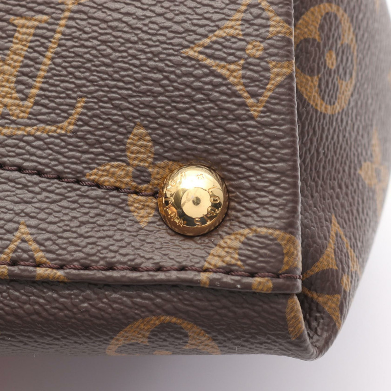 LOUIS VUITTON V 托特包 BB 單肩包 手提包 M43966 字母組合帆布皮革紅色二手-5