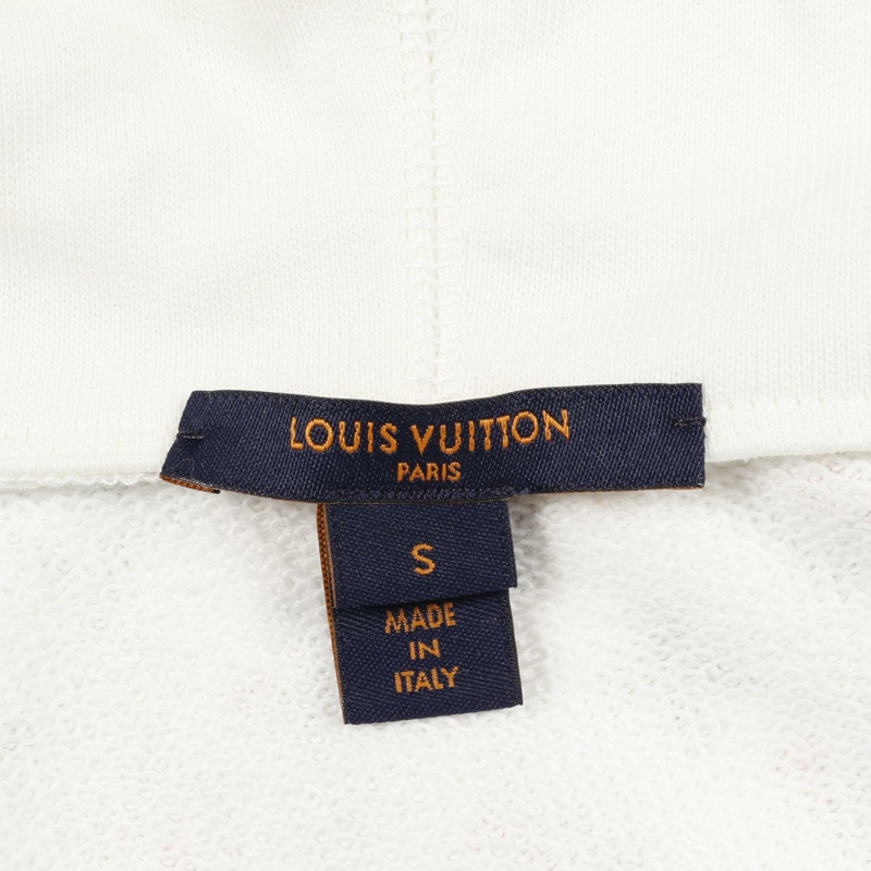 LOUIS VUITTON 復古花卉字母連帽衫 RW222B 棉質白色二手女款 S-2