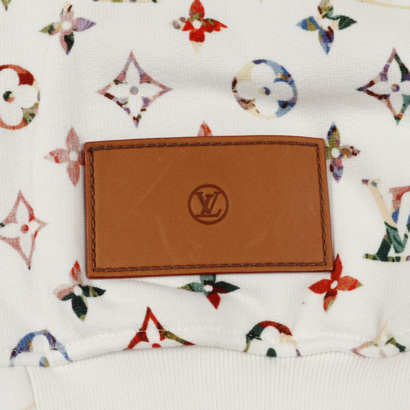 LOUIS VUITTON 復古花卉字母連帽衫 RW222B 棉質白色二手女款 S-5