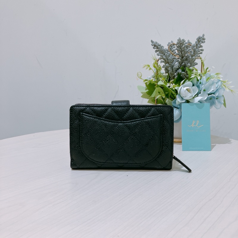 TK1764  Chanel 香奈兒經典款短銀包Short Wallet Caviar Black X PHW-1