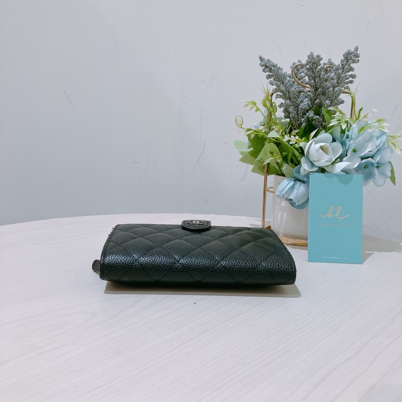 TK1764  Chanel 香奈兒經典款短銀包Short Wallet Caviar Black X PHW-12