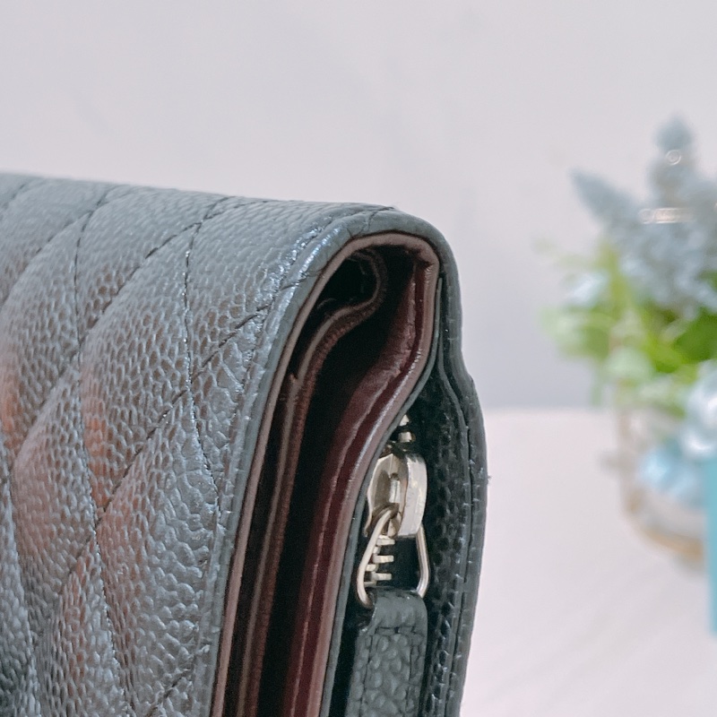 TK1764  Chanel 香奈兒經典款短銀包Short Wallet Caviar Black X PHW-26