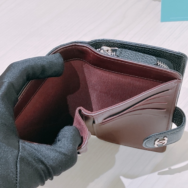 TK1764  Chanel 香奈兒經典款短銀包Short Wallet Caviar Black X PHW-43