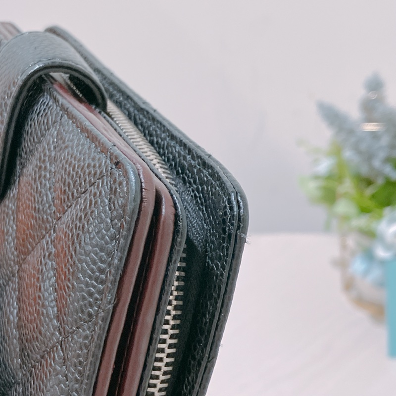 TK1764  Chanel 香奈兒經典款短銀包Short Wallet Caviar Black X PHW-52