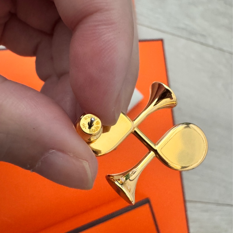 愛馬仕HERMES COR H 小喇叭耳環(全新閒置品)-9