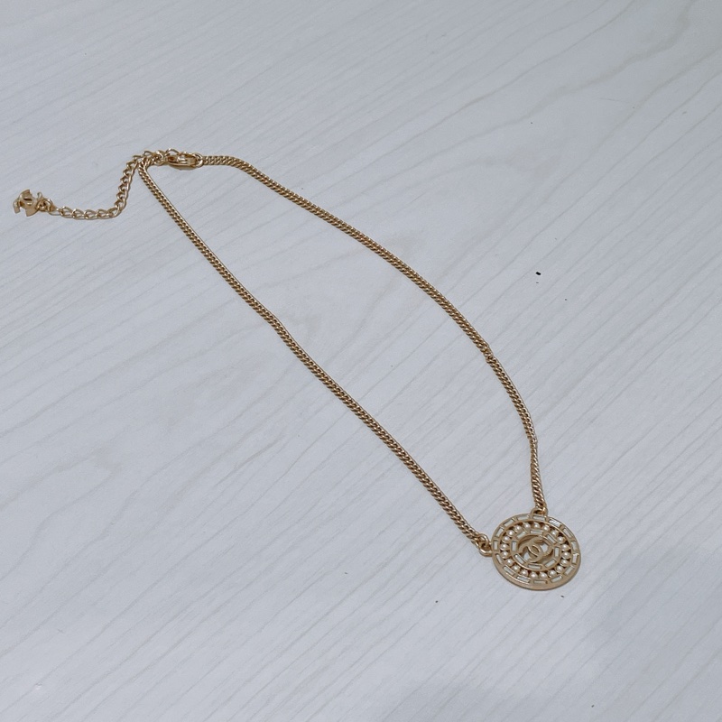 TK1765 Chanel 香奈兒Coco圓形復古設計頸鏈CoCo Mark Circle Necklace Pearl X GHW-38