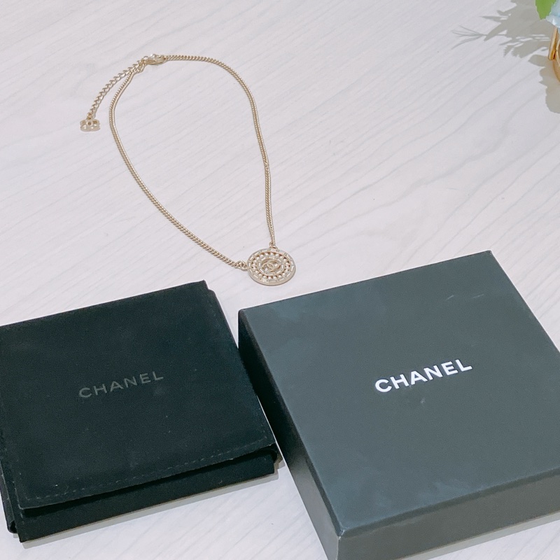 TK1765 Chanel 香奈兒Coco圓形復古設計頸鏈CoCo Mark Circle Necklace Pearl X GHW-39