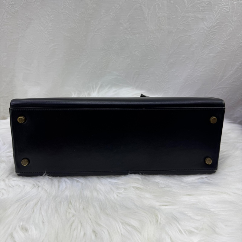 Hermès Vintage Black Box Kelly 32Retourné Gold Hardware,-5