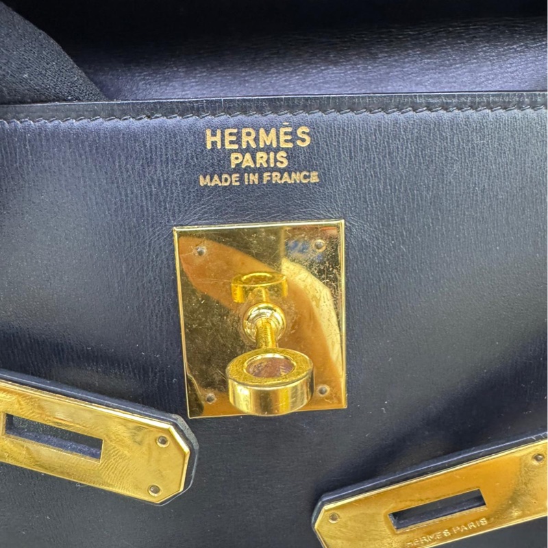 Hermès Vintage Black Box Kelly 32Retourné Gold Hardware,-14