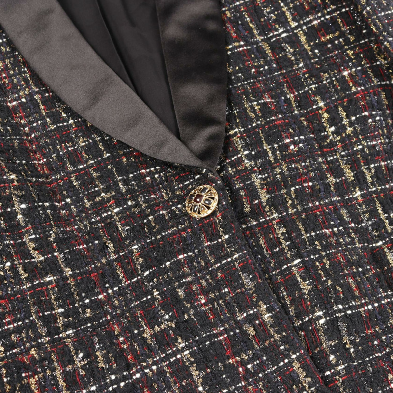 CHANEL CC Logo Gripoix 連結西裝外套 P61856V47084 羊毛馬海毛黑 #40 女款-11