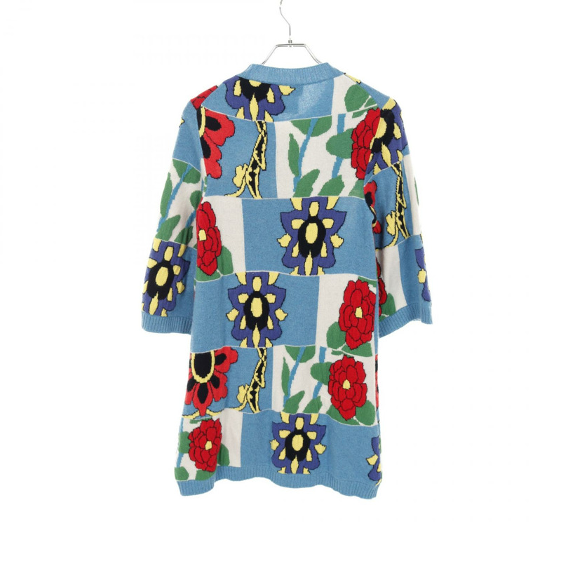CHANEL 杜拜系列花卉開襟衫 羊絨 藍色 多色 #34 二手 女士-1
