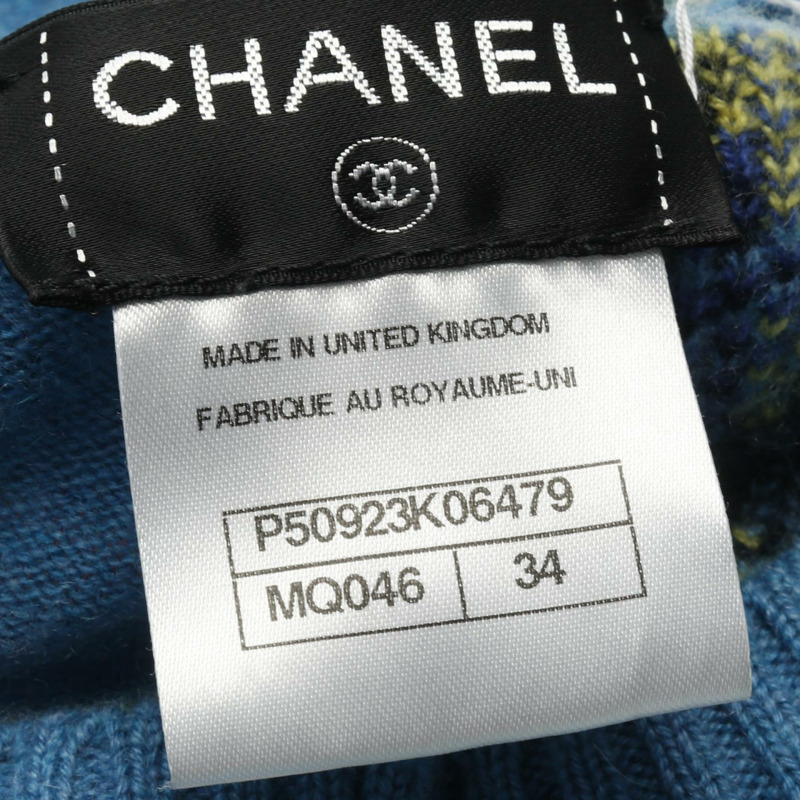 CHANEL 杜拜系列花卉開襟衫 羊絨 藍色 多色 #34 二手 女士-4