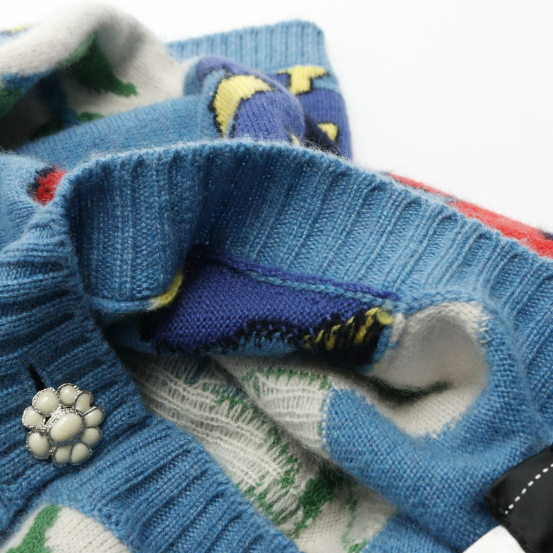 CHANEL 杜拜系列花卉開襟衫 羊絨 藍色 多色 #34 二手 女士-8