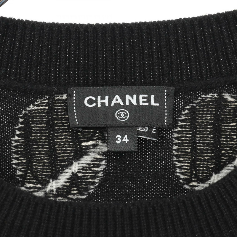 CHANEL CC 標誌花朵針織毛衣 P77905K11244 羊絨黑白 #34 二手女士-2