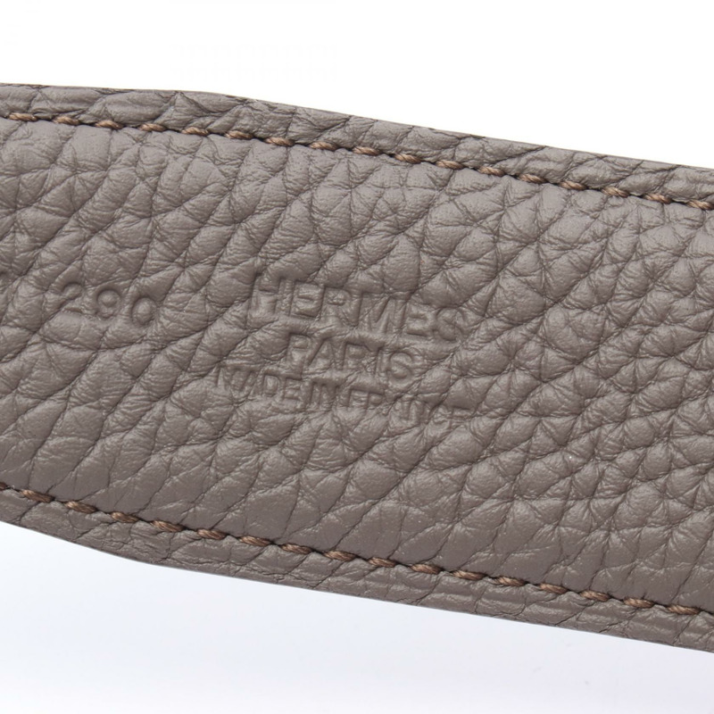 HERMES Destrier 皮帶 Togo Box 小牛皮 135 皮革 黑色 灰色 二手 男士 #90-3