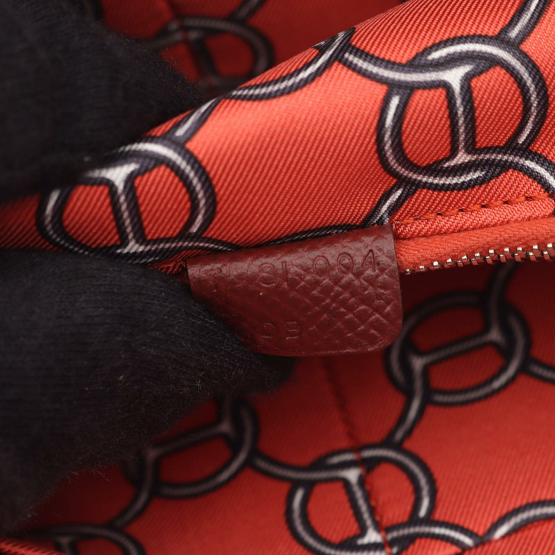 愛馬仕 Azap 長版真絲皮夾，Epsom 皮革，棕色，二手，女士 T SHW-4