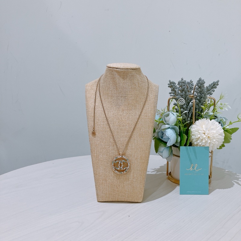 TK1767  Chanel香奈兒珍珠拼綠寶石圓形頸鏈CC Logo Long Necklace Pearl X GHW-0