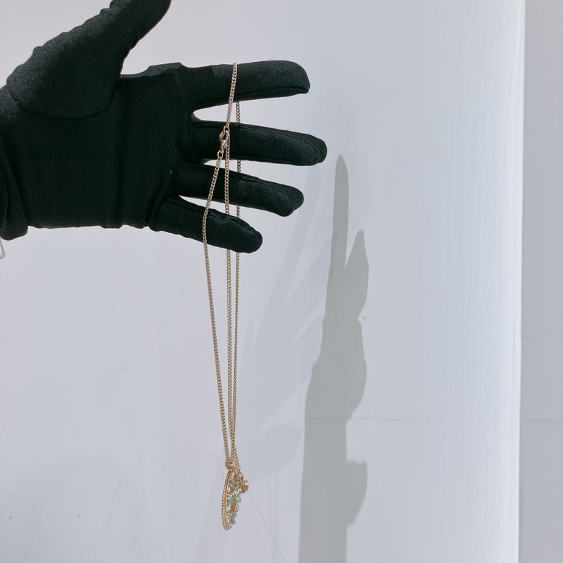 TK1767  Chanel香奈兒珍珠拼綠寶石圓形頸鏈CC Logo Long Necklace Pearl X GHW-4