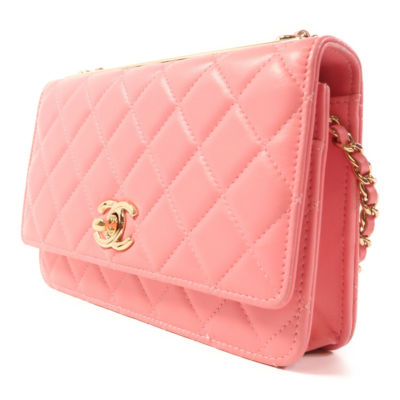 CHANEL 羊皮皮革WOC Wallet On Chain金扣鏈帶肩背袋-2