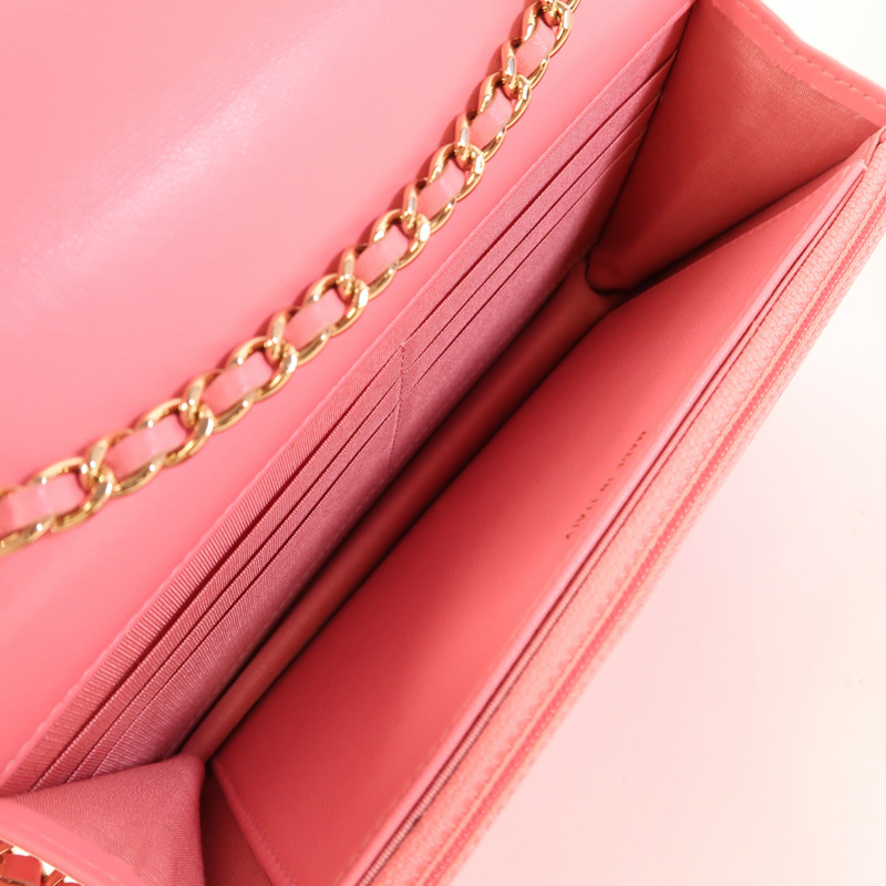 CHANEL 羊皮皮革WOC Wallet On Chain金扣鏈帶肩背袋-4
