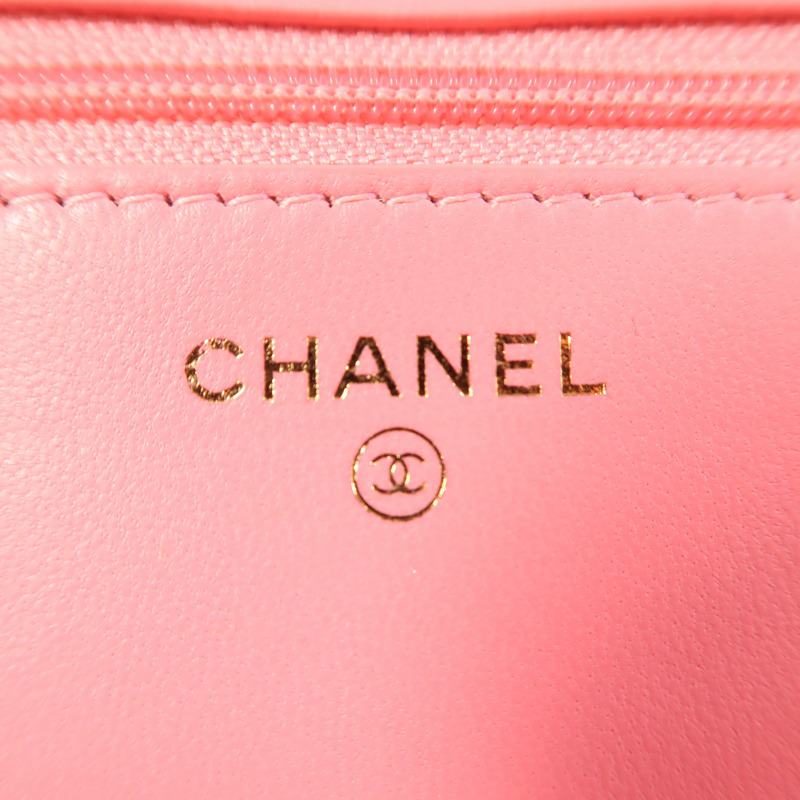 CHANEL 羊皮皮革WOC Wallet On Chain金扣鏈帶肩背袋-5