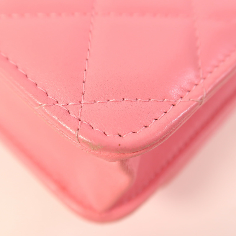 CHANEL 羊皮皮革WOC Wallet On Chain金扣鏈帶肩背袋-13